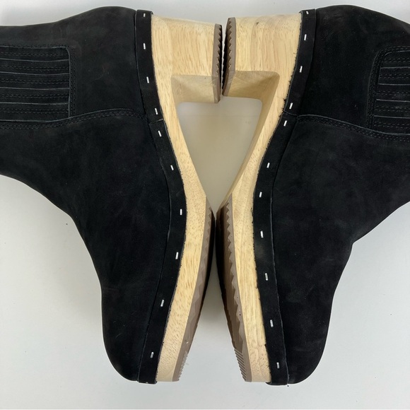 Loft Black Suede Platform Clog Boots Pull-on Fall Booties Sz 9 Like New - Picture 10 of 16